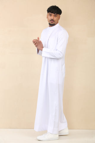 Pure White Cashmere Wool Kuwaiti Thobe