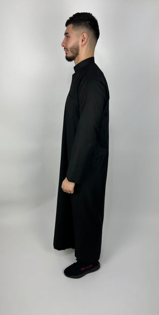 Jet Black Cashmere Wool Kuwaiti Thobe