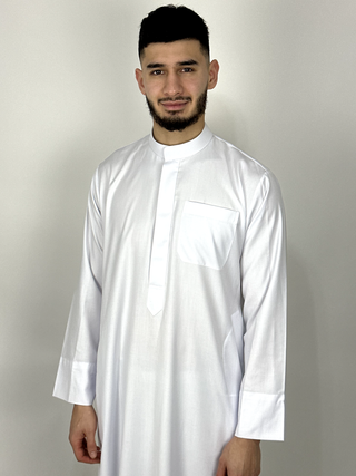 Pure White Cashmere Wool Kuwaiti Thobe